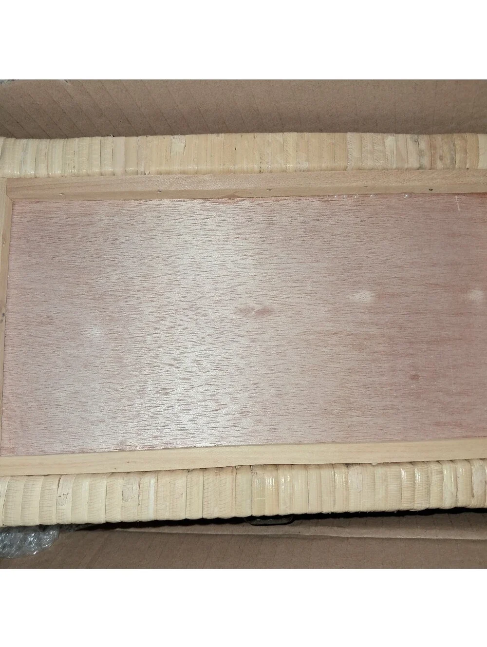 NWT Natural Handmade Basket Weave Rattan Box With Lid In Natural Size Small